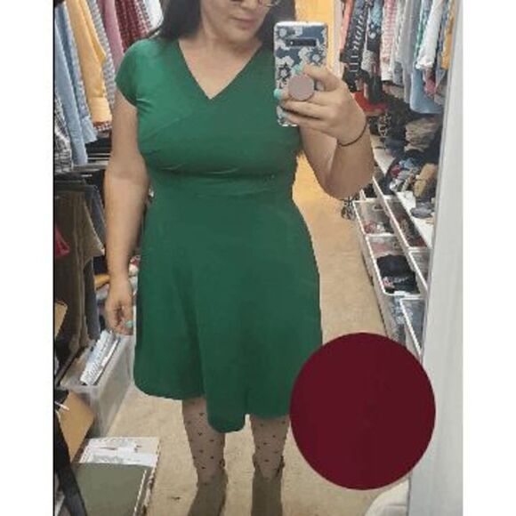 Casual Short Sleeve Surplice V Neck Faux Wrap T-Shirt Swing Dress SIZE L NWT - Picture 8 of 16